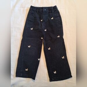 Gymboree boys size 4T blue corduroy pants, adjustable waist, embroidered dogs
